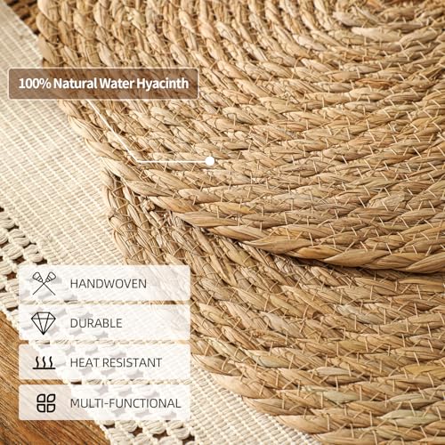 13.8'' Round Woven Placemats Set of 60, Boho Wicker Chargers, Terrekraft - size: Set of 60