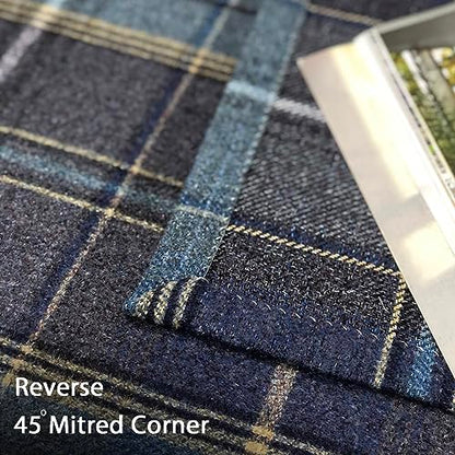 always4u Woolen Look Plaid Curtains Modern Window Panels Navy Blue Check Tartan Curtains for Living Room Bedroom 2 Panels Navy Blue 54 * 95 Inches - color: Navy Blue, size: 54"W x 95"L (Pack of 2)