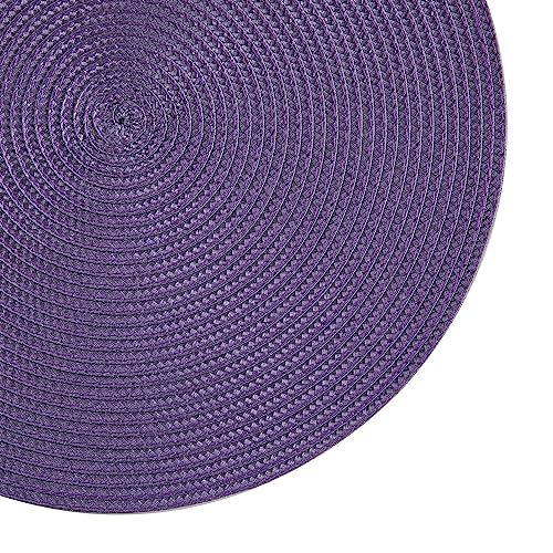 Placemats, Crossweave Heat Resistant Classic Woven Round Place Mats Diameter 13.5 inch for Kitchen Table Set of 6 (Purple) - color: Purple