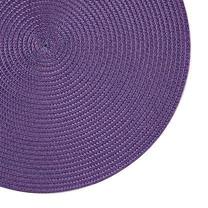 Placemats, Crossweave Heat Resistant Classic Woven Round Place Mats Diameter 13.5 inch for Kitchen Table Set of 6 (Purple) - color: Purple