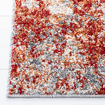 SAFAVIEH Aston Collection Runner Rug - 2' x 8', Red & Grey, Modern Abstract Design, Non-Shedding & Easy Care, Ideal for High Traffic Areas in Living Room, Bedroom (ASN710Q) - color: Red/Grey, size: 2' x 8' (Runner)