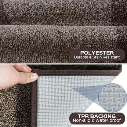 Kitchen Rugs Set (24" x 36"+ 24" x 60"), Runner Rug Roll Packing - color: Brown, size: 24" X 36"+ 24" X 60"
