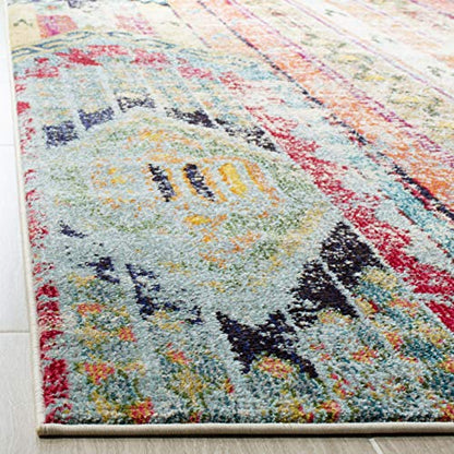 SAFAVIEH Monaco Collection Runner Rug - 2'2" x 6', Multi, Boho Chic Tribal Distressed Design, Non-Shedding & Easy Care, Ideal for High Traffic Areas in Living Room, Bedroom (MNC222F)