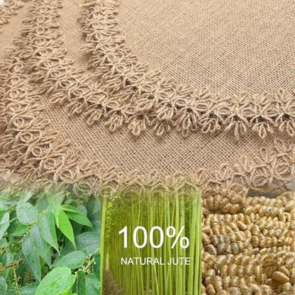 FunWheat Burlap Round Braided Placemats Set of 12 for Dining Tables 15 Inch Heat Resistant Jute Table Mats Farmhouse Woven Fabric Natural Place mats (Brown Jute Lace) - color: H Brown Jute Lace, size: 12pcs