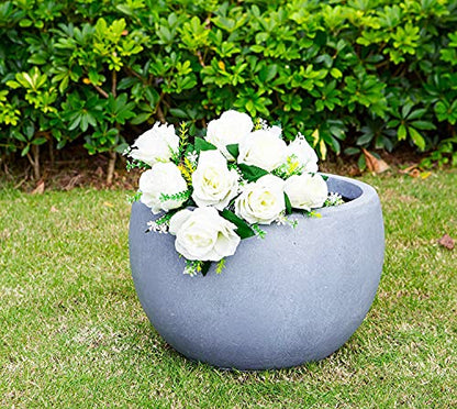 Kante Blue Gray Concrete Planter 11.8" Dia All-Weather Round Small Pot - color: Slate Gray, size: 11.8" d