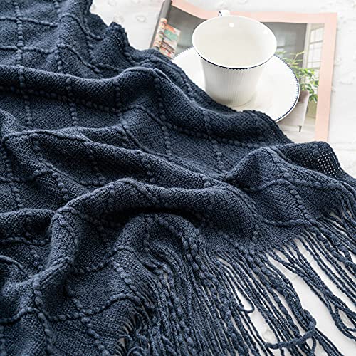 BATTILO HOME Navy Blue Throw Blanket for Couch, 52"x80" - color: Navy, size: 52 x 80 in.