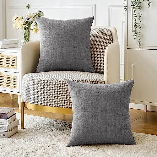 MIULEE Soft Chenille Throw Pillow Covers Dark Gray 16x16 Inch Pack of 2 - color: Medium Grey, size: 16" x 16" (Pack of 2)