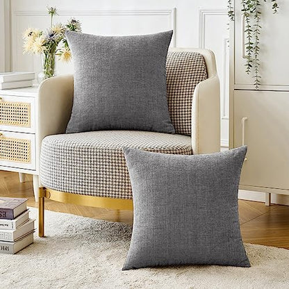 MIULEE Soft Chenille Throw Pillow Covers Dark Gray 16x16 Inch Pack of 2 - color: Medium Grey, size: 16" x 16" (Pack of 2)