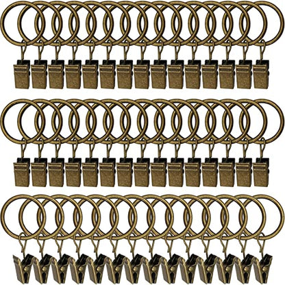 LLPJS Curtain Rings with Clips, 1 inch ID, 44 Pack, Bronze - color: Bronze, size: 1" I D Set of 44