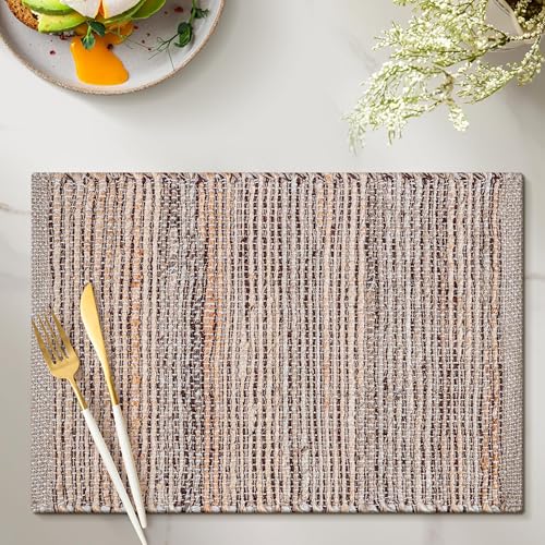 Cotton/Jute Placemats Set of 4-13x19 Inch - Natural - Brown - color: Natural - Brown