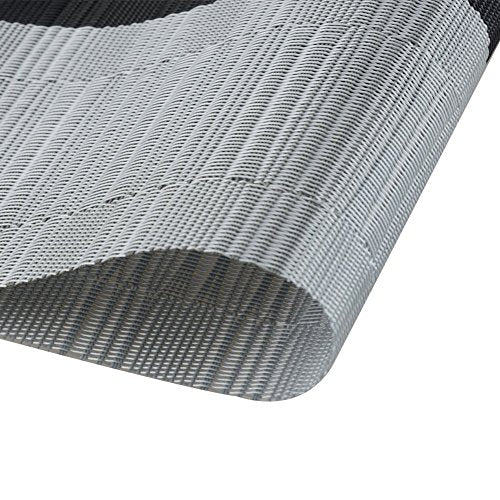 SHACOS Woven Vinyl Placemats for Dining Table Set of 6 Non Slip PVC Bamboo Basket Weave Table Place Mats (6, Ombre Black Gray) - color: Ombre Black Gray, size: Set of 6
