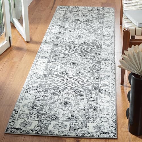 SAFAVIEH Vintage Hamadan Collection Runner Rug - 2'3" x 6', Grey & Ivory, Traditional Persian Design, Non-Shedding & Easy to Clean, Ideal for Hallway, Foyer, Entryway, Bedroom (VTH211G) - color: Grey/Ivory, size: 2'3" x 6' (Runner)