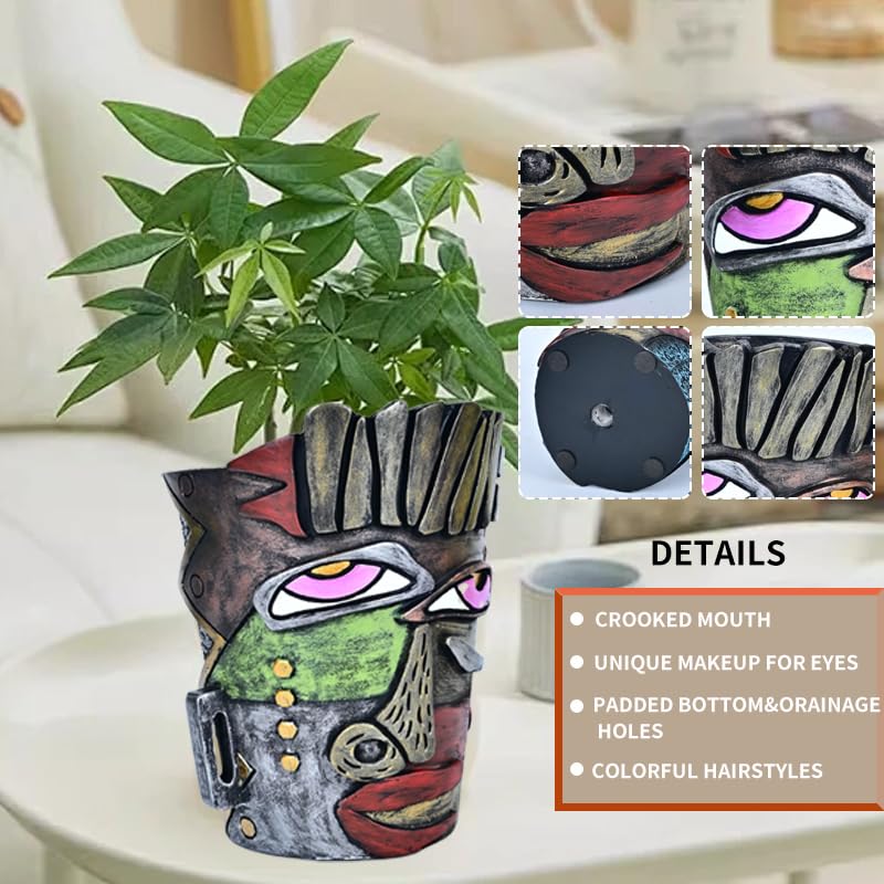 Midogaigai Abstract Face Planter Pots for Indoor Plants&Flowers Home Decor - style: Retro