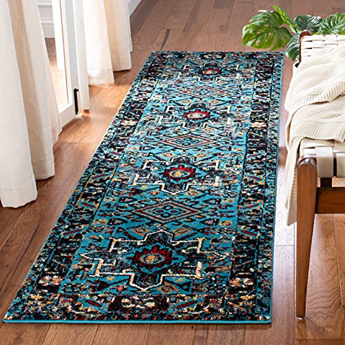 SAFAVIEH Vintage Hamadan Runner Rug 2'3"x6', Light Blue & Black VTH211M - color: Light Blue/Black, size: 2'3" x 6' (Runner)