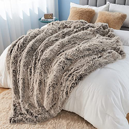 GONAAP Fuzzy Faux Fur Twin Blanket for Couch, Frosty Brown, 60"x80" - color: Frosty Brown, size: Twin(60"x80")