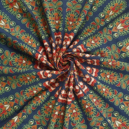 Bless International-Organic-Cotton-Golden-Green-Handmade-Mandala-Tapestry - color: Golden Green, size: 90"L x 84"W