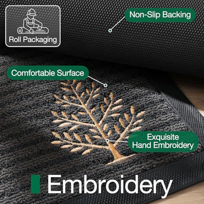 LUMI Outside Welcome Door Mat 20x32, Non-Slip Heavy Duty Dirt Trapper, Grey - color: Grey Gold Tree, size: 20"x32"