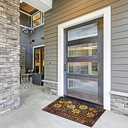 Durable Door Mat Welcome Mat Indoor Outdoor,17x30 Inch Heavy Duty Non-Slip Rubber Front Door Mat Outside Entrance Rug,Apply to Home High Traffic Area, Patio, Farmhouse，Entryway Floor Mats - size: 1'6" x 2'6" (Rectangular)