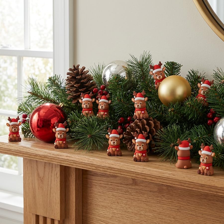 60 Pcs Miniature Christmas Reindeer Figurines, Tiny Deer Statues Ornaments - color: Reindeer, size: 60 Pcs