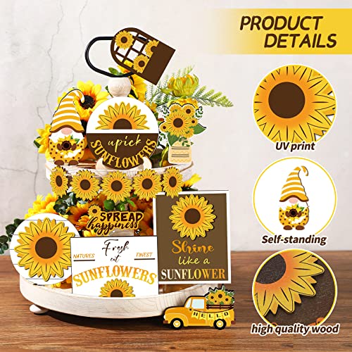 12 Pcs Sunflower Tiered Tray Decor Set Summer Rustic - style: Sunflower