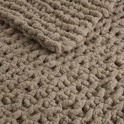 Madison Park Chenille Chunky Knit All Season Throw Blanket, 50 x 60, Brown - color: Brown