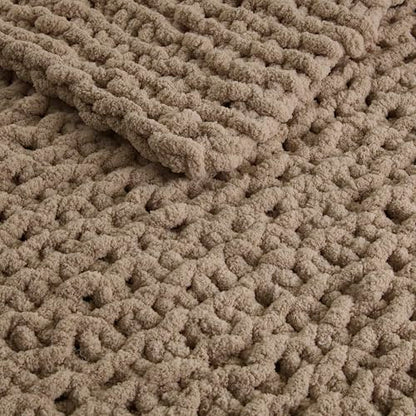 Madison Park Chenille Chunky Knit All Season Throw Blanket, 50 x 60, Brown - color: Brown
