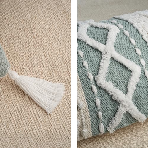 Decorative Boho Lumbar Pillow Cover 14x36 - Soft Textured Throw Pillow - color: Sage