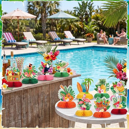 NatNarr 12PCS Luau Centerpieces for Tables Hawaii Party Decorations - style: Hawaii