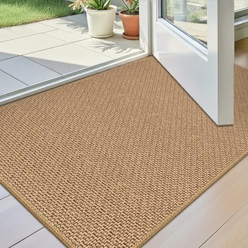 Ultra Thin Indoor Door Mat 32"x48", Non-Slip Entryway Mat, Beige - color: Beige, size: 32"x48"