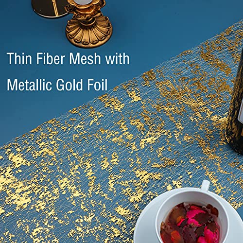 Snowkingdom 2 Pcs Gold Table Runner, Sequin Glitter Metallic Foil Thin Mesh Sparkly Runner Roll 11"x108", Gold Birthday Party Decorations, for Event Wedding Showers Christmas Thanksgiving Festive - color: Gold, size: 9FTx2