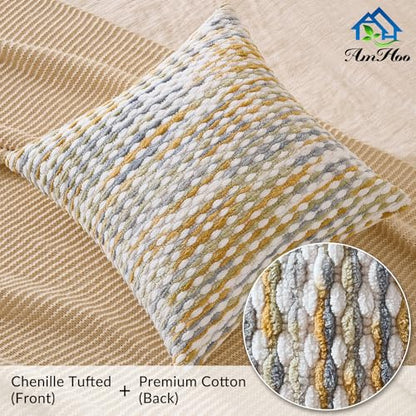 AmHoo Boho Chenille Pillow Cover,18 x 18-Inch Grey - color: Grey, size: 18" x 18" (Pack of 1)