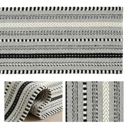 Artoid Mode Black Farmhouse Stripe Braided Table Runner 12x72 Inch - color: Black, size: 12" x 72", Table Runner