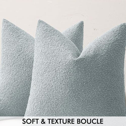 MIULEE Textured Boucle Lumbar Pillow Cover for Bed 12x20 Light Blue - color: Light Blue, size: 20" x 12" (Pack of 1)