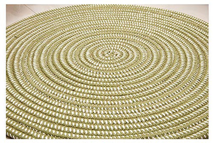 Hand Woven Round Area Rugs Living Room Bedroom Study Computer Chair Cushion Base Mat Round Carpet Lifts Basket Swivel Chair Pad Coffee Table Rug(2' Round, Green) - color: Green, size: 2' Round