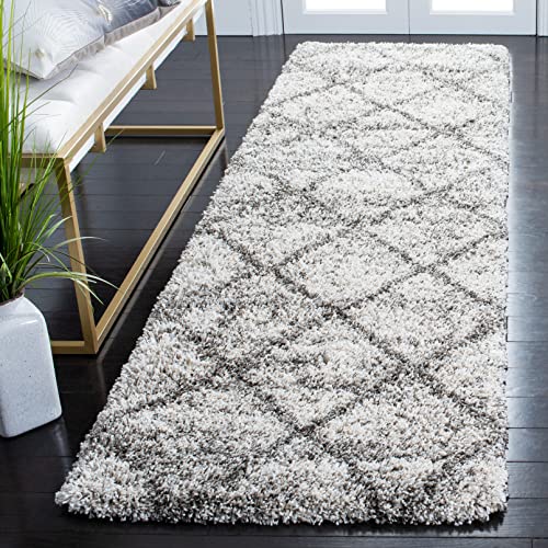 SAFAVIEH Hudson Shag Runner Rug 2'3"x6', Soft Plush Grey & Beige SGH281J - color: Grey/Beige, size: 2'3" x 6' (Runner)