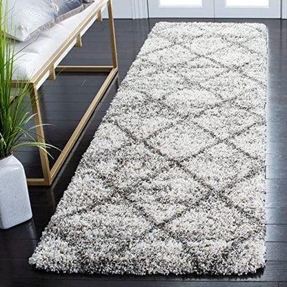 SAFAVIEH Hudson Shag Runner Rug 2'3"x6', Soft Plush Grey & Beige SGH281J - color: Grey/Beige, size: 2'3" x 6' (Runner)
