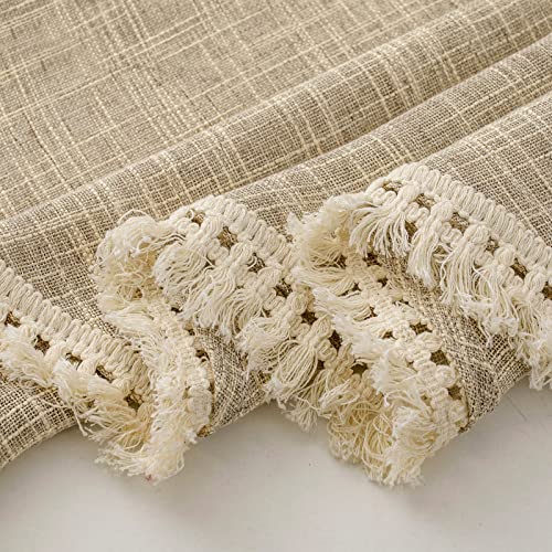 Beda Home Tassel Linen Textured Swag Curtain Valance, Taupe, 36 x 45 in - color: Taupe, size: 36"W x 45"L (Pack of 2)