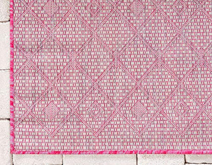 Unique Loom Outdoor Trellis Collection Area Rug - Tribal Trellis (2' x 6' 1" Runner, Fuschia/ Gray) - color: Fuschia/Gray, size: 2' x 6'1" (Runner)