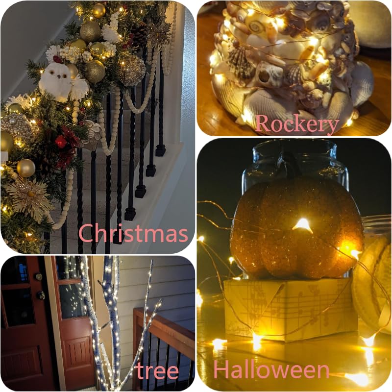 4 Pack Fairy String Lights,6.56FT 20LED,2AA Battery Operated,Timer Founction,Copper Wire String Lights, IP65 Waterproof,Indoor/Outdoor flexible for DIY ,Party, Bedroom, flowers decoration(Warm White) - size: 4PACK-2AA Battery -6.56FT/20LED-Warm white