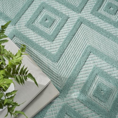 Nourison Home Versatile Aqua Teal 6' x 9' Area Rug - Easy Clean, Non Shedding, Bed Room, Living Room, Dining Room, Kitchen (6' x 9') - color: Aqua Teal, size: 6' x 9' (Rectangular)