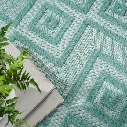 Nourison Home Versatile Aqua Teal 6' x 9' Area Rug - Easy Clean, Non Shedding, Bed Room, Living Room, Dining Room, Kitchen (6' x 9') - color: Aqua Teal, size: 6' x 9' (Rectangular)