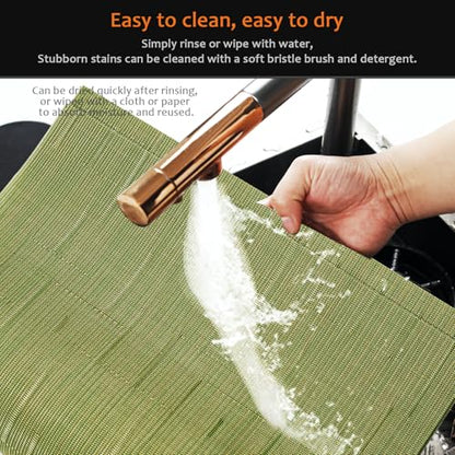 Green Vinyl Placemats Set of 6, Heat Resistant Table Placemats - color: Green