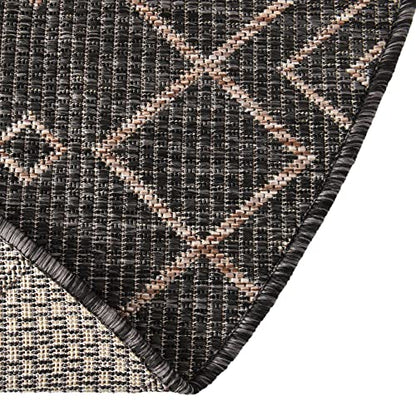 Unique Loom Outdoor Trellis Collection Area Rug - Tribal Trellis (3' 3" x 5' 3" Oval, Charcoal Gray/ Natural) - color: Charcoal Gray/Natural, size: 3'3" x 5'3" (Oval)