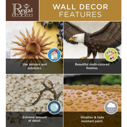 Regal Art & Gift Metal Tree Wall Decor 42 in, Nature-Inspired Sculpture | Bronze, 42 in, Metal, Handcrafted Branch & Leaf Design, Elegant Nature Wall Art for Living Room, Bedroom & Hallway