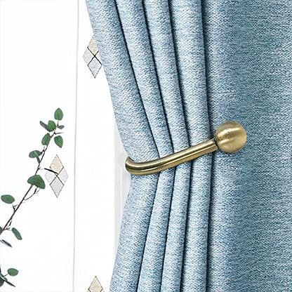 Curtain Holdback, 2 Pcs Wall Mounted Drapery Tiebacks with Screws, Heavy Duty Metal Decorative Window Drapery Holder Curtain Hook, Brass - color: 2 Pcs, Brass