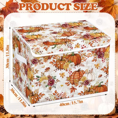 Briwooody Fall Pumpkin Storage Bin with Lid and Carrying Handle Storage Box - style: Fall Pumpkin