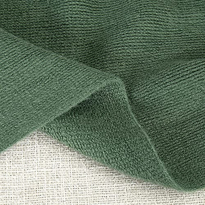 Homiest Dark Green Knitted Throw Blanket with Fringe, 50x60 Inch - color: Dark Green, size: 50" x 60"