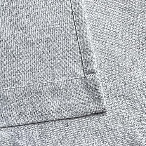 Oindec Faux Linen Cafe Curtains for Windows 45 Inch Length, Grey, Set of 2 - color: Grey, size: 27"W x 45"L (Pack of 2)