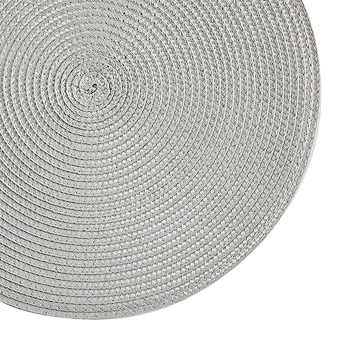 Round Placemats, Crossweave Heat Resistant Classic Woven Round Place Mats Diameter 13.5 inch for Kitchen Table Set of 6 (Light Gray) - color: Light Gray