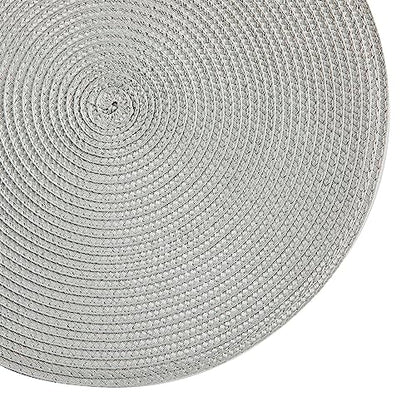 Round Placemats, Crossweave Heat Resistant Classic Woven Round Place Mats Diameter 13.5 inch for Kitchen Table Set of 6 (Light Gray) - color: Light Gray